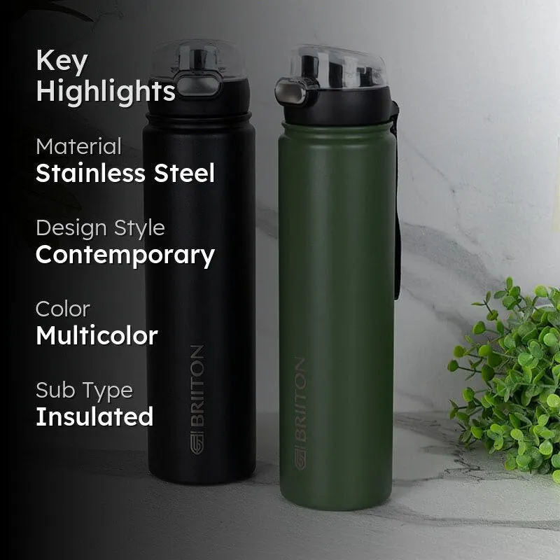 Harpo Sip Hot & Cold Thermos Water Bottle (Black & Green, 750 mL Each) - Set Of Two media 2