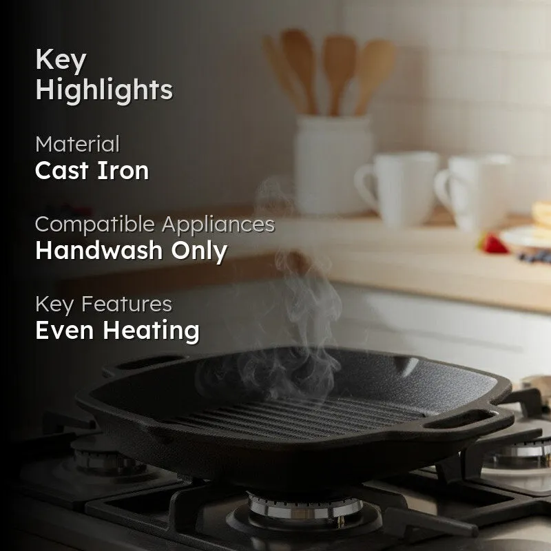 Quadro Double Handle Cast Iron Grill Pan media 2