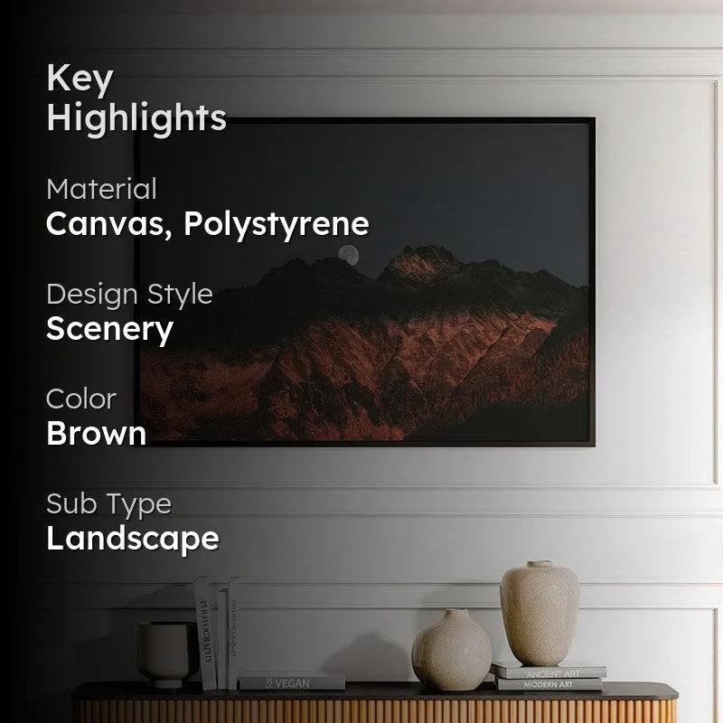Moon & Mountains Canvas Wall Painting - Black Frame media 2
