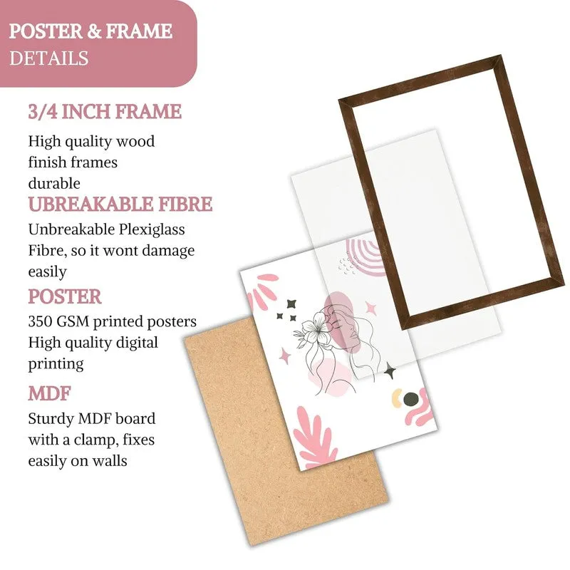 Pink Persona Paper Wall Painting With Frame - Brown media 6