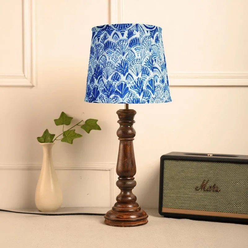 Indigo Tide Wooden Base Cotton Table Lamp - Blue media 3