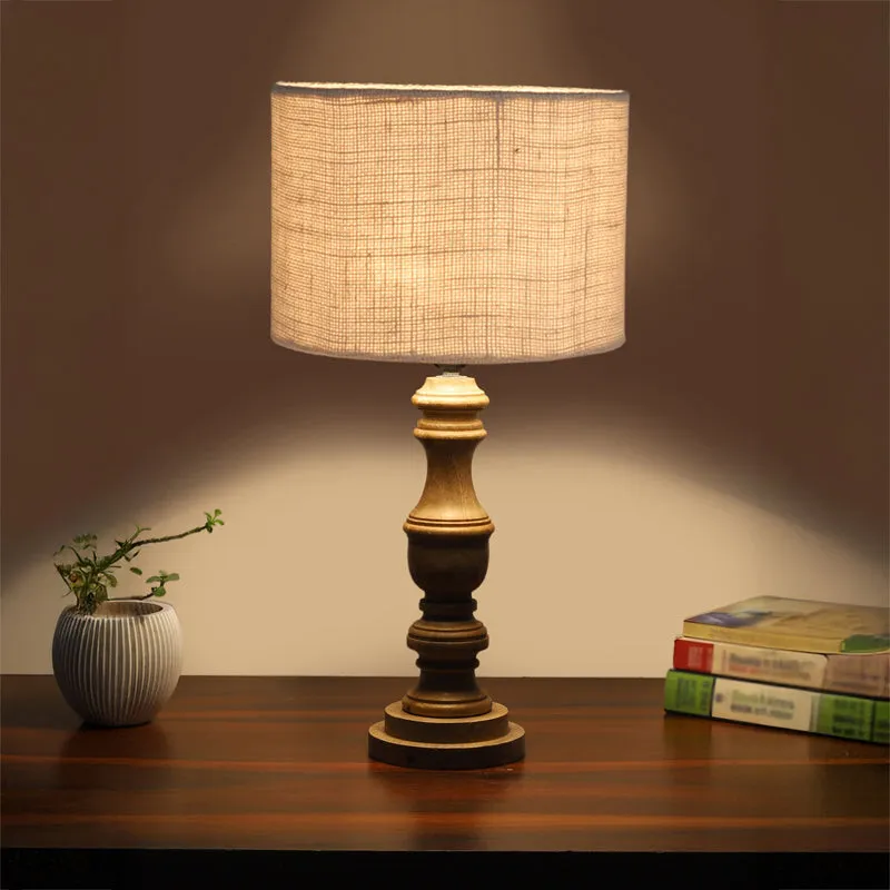 Sienna Carve Wooden Table Lamp - White media 1