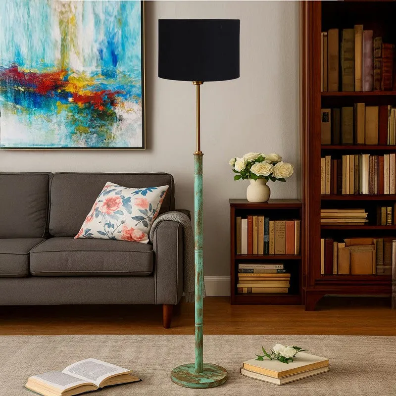 Amber Glow Wooden Floor Lamp - Black media 4