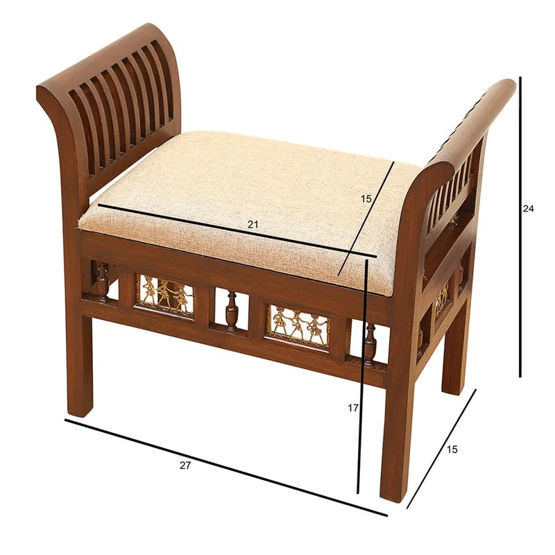Cleo I Teak wood Ottoman media 6