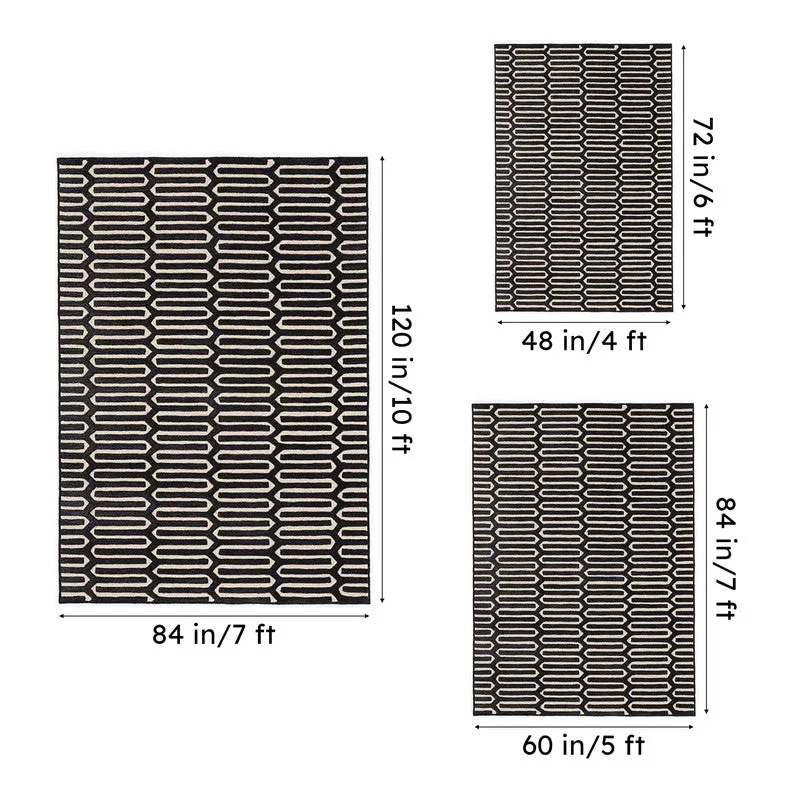 Diores Hand Tufted Geometric Wool & Nylon Carpet - Black media 14