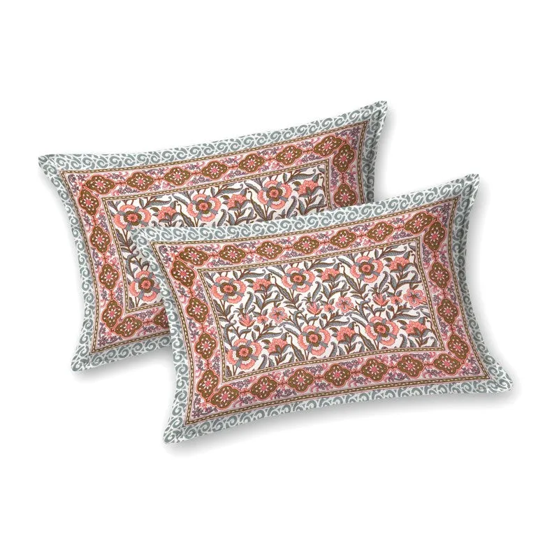 Gardenel Cotton Bedsheet (Peach,Grey) - 240 TC media 4