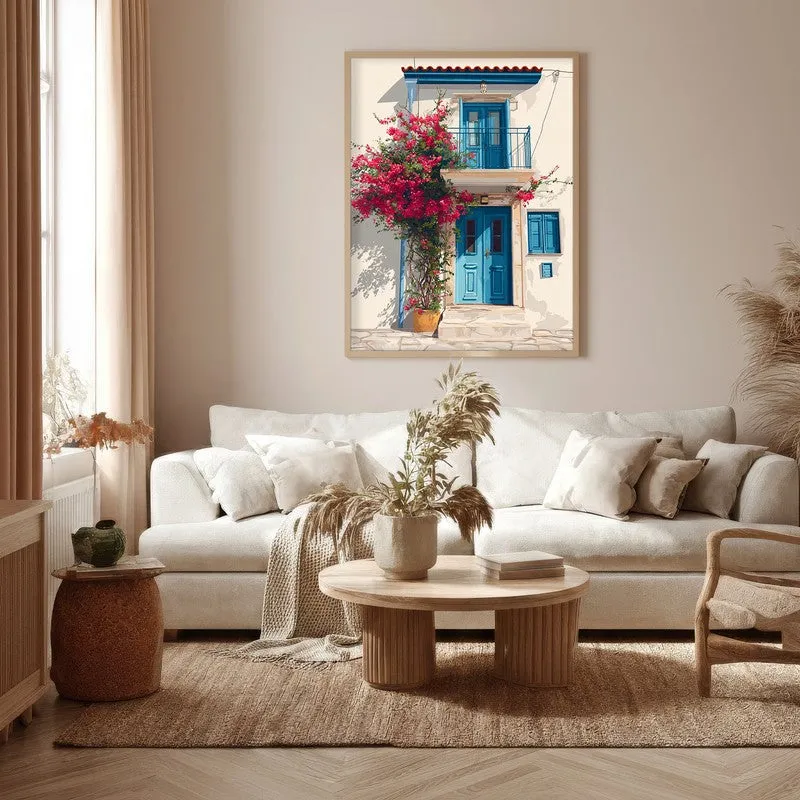 Santorini Canvas Wall Painting - Brown Frame media 5