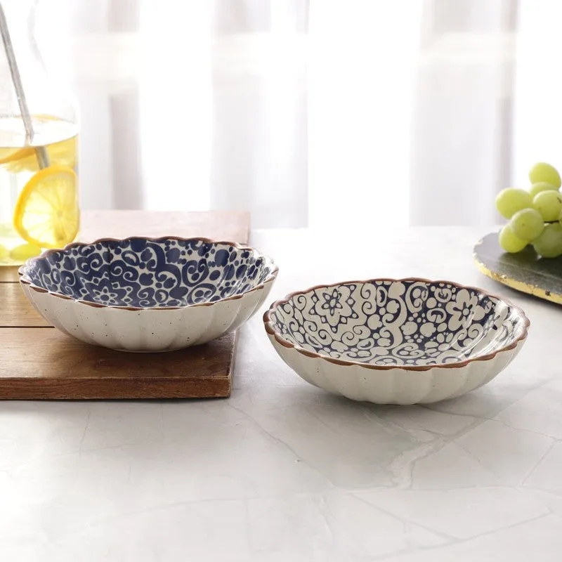 Mudwave Blue Stoneware Snack Bowls (340 mL) - Set Of Two media 5