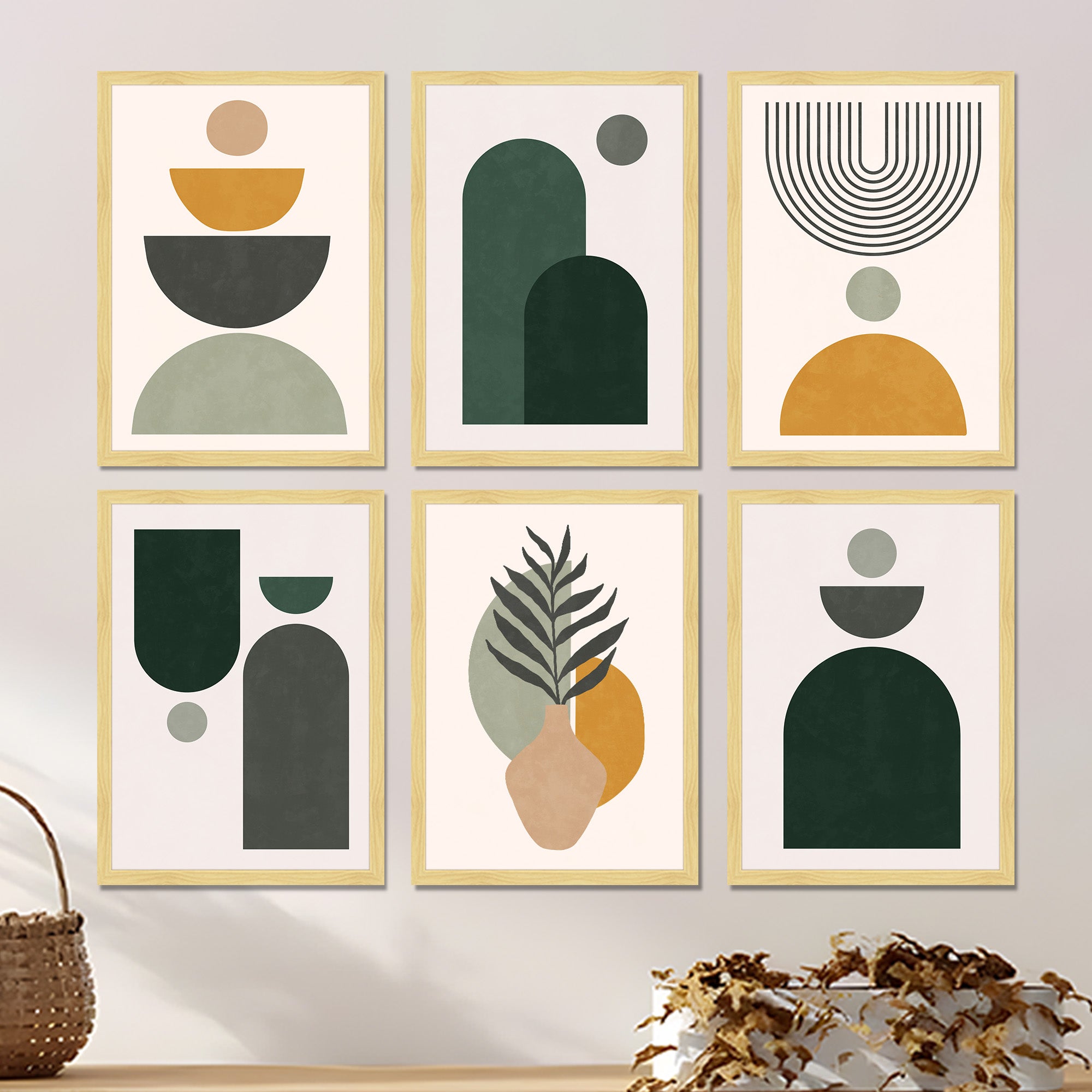 Geomix Artistic Wall Art Collection With Frame - Set Of Six media 5