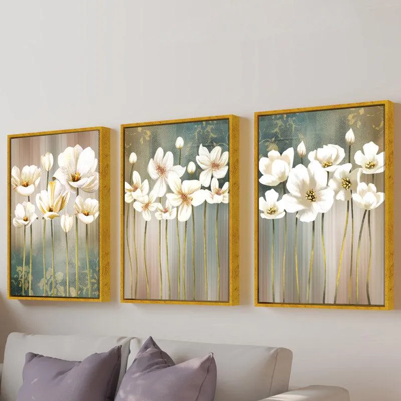 Chineche Floral Cotton Canvas Wall Art - Set Of Three media 4