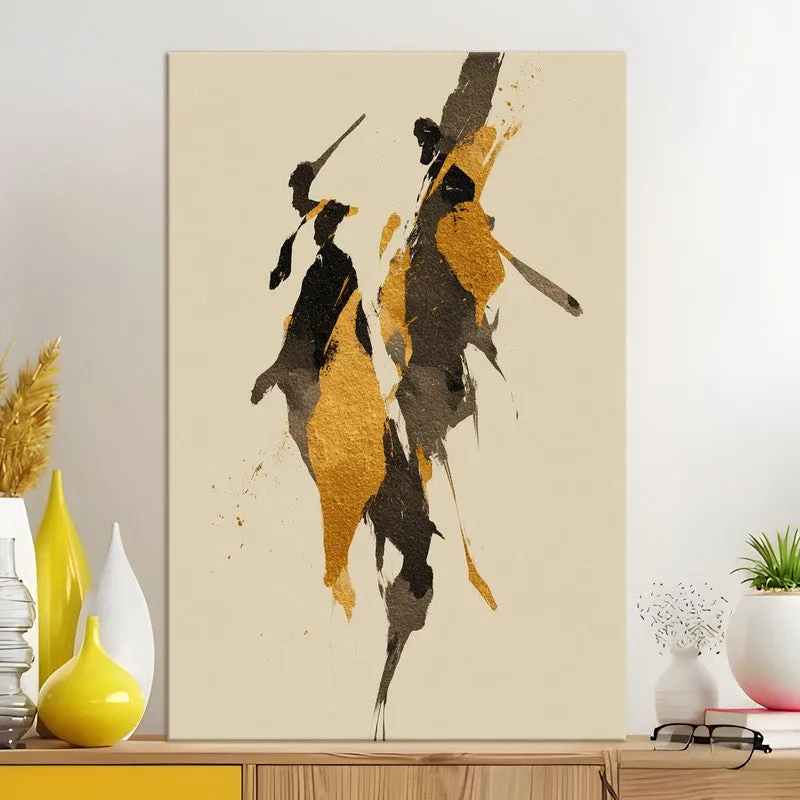 Golden Motion Abstract Canvas Wall Art media 5
