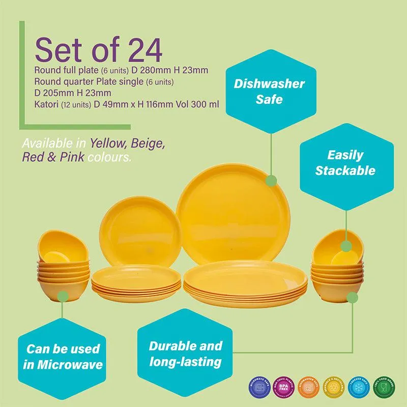 Mihaya Yellow Dinner Set (400 ml) - 24 Piece Set media 5