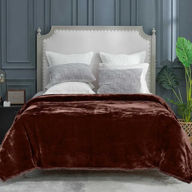 Singu Polyester Solid Blanket - Brown media 1