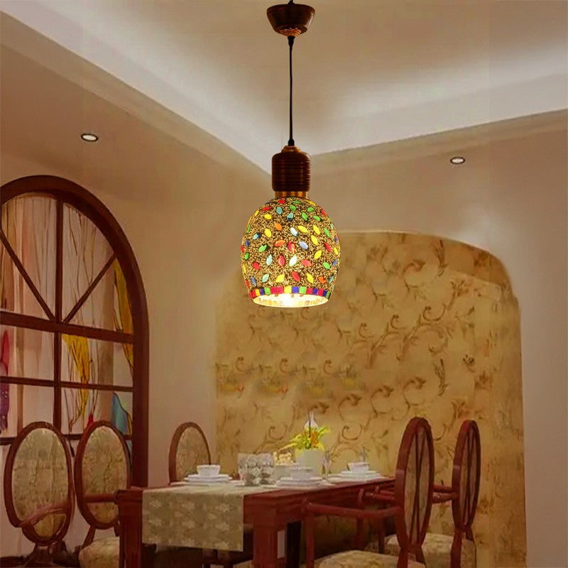 Mosaic Arc Pendant Wooden Ceiling Lamp