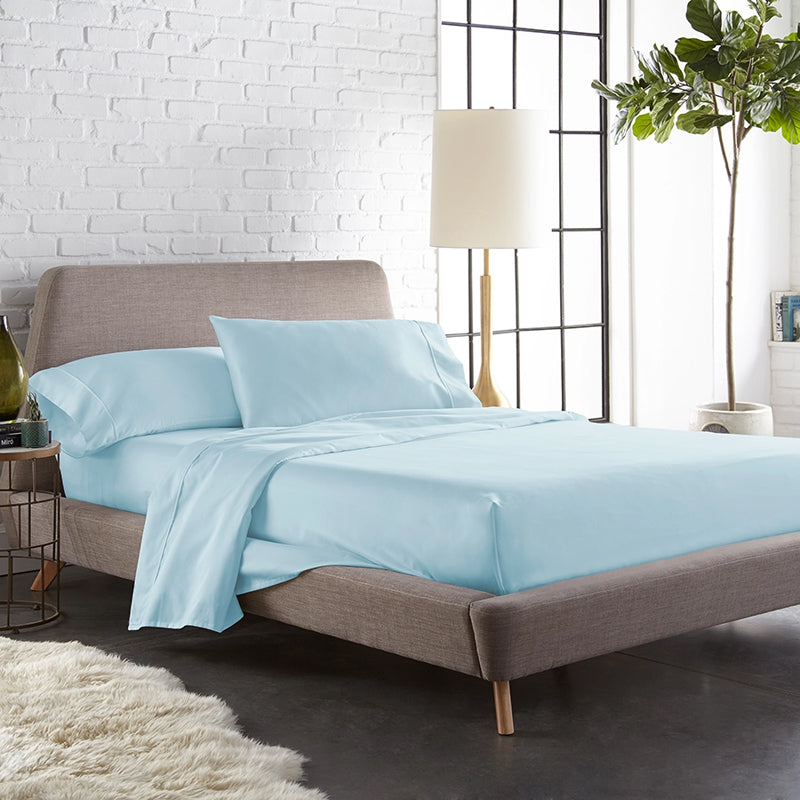 Maison Solid Cotton Single Bedsheet (Pale Blue) - 200 TC