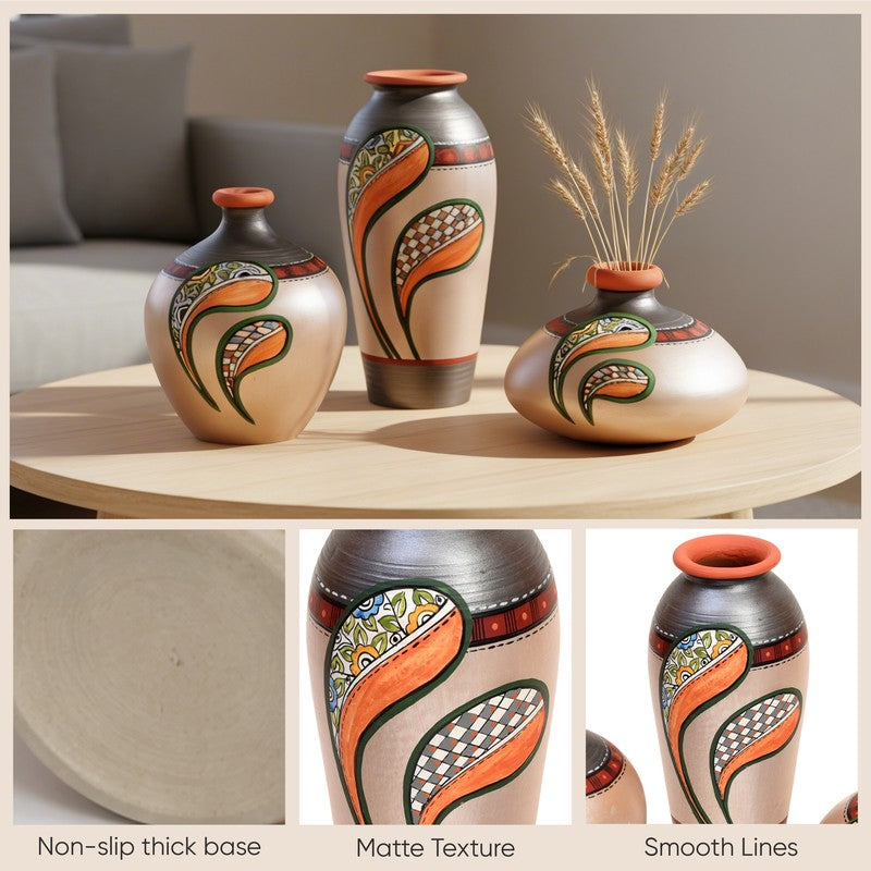 Masika Tribal Terracotta Vase - Set Of Three media 7