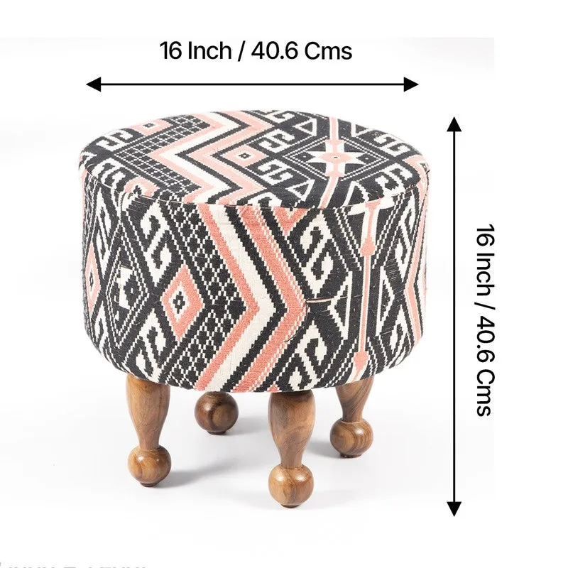 Fverix Acacia Wooden Ottomans (Multicolor) - Set Of Two media 9