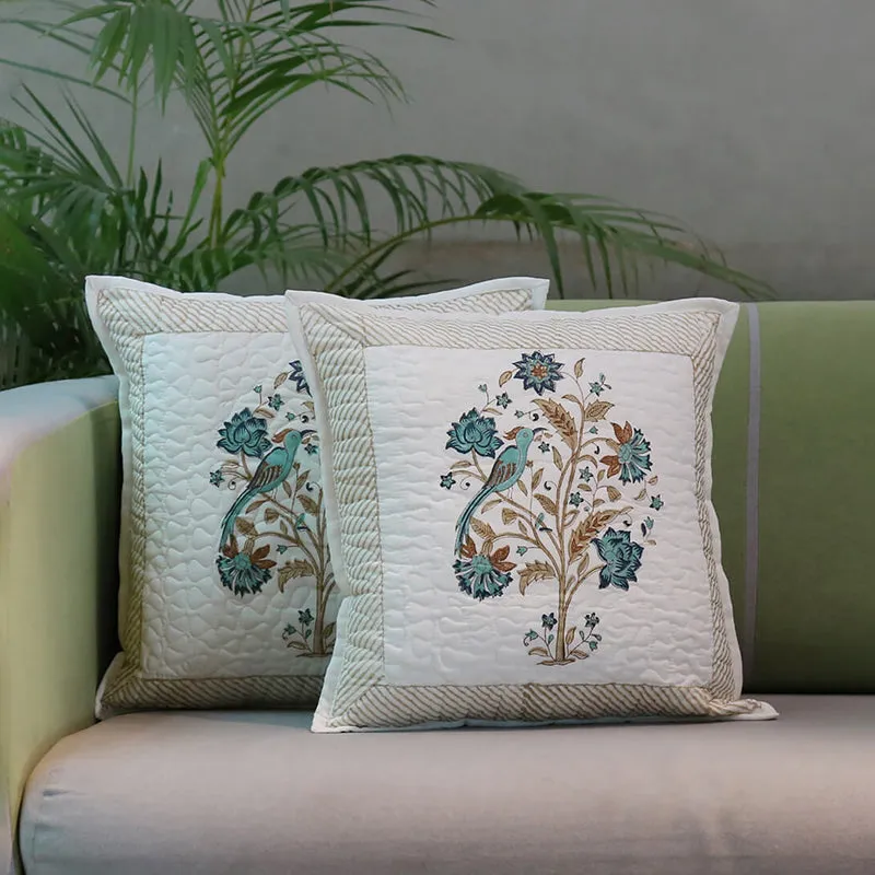 India Circus Night's Jasmine Printed Cotton Cushion Cover - Set Of Two media 3