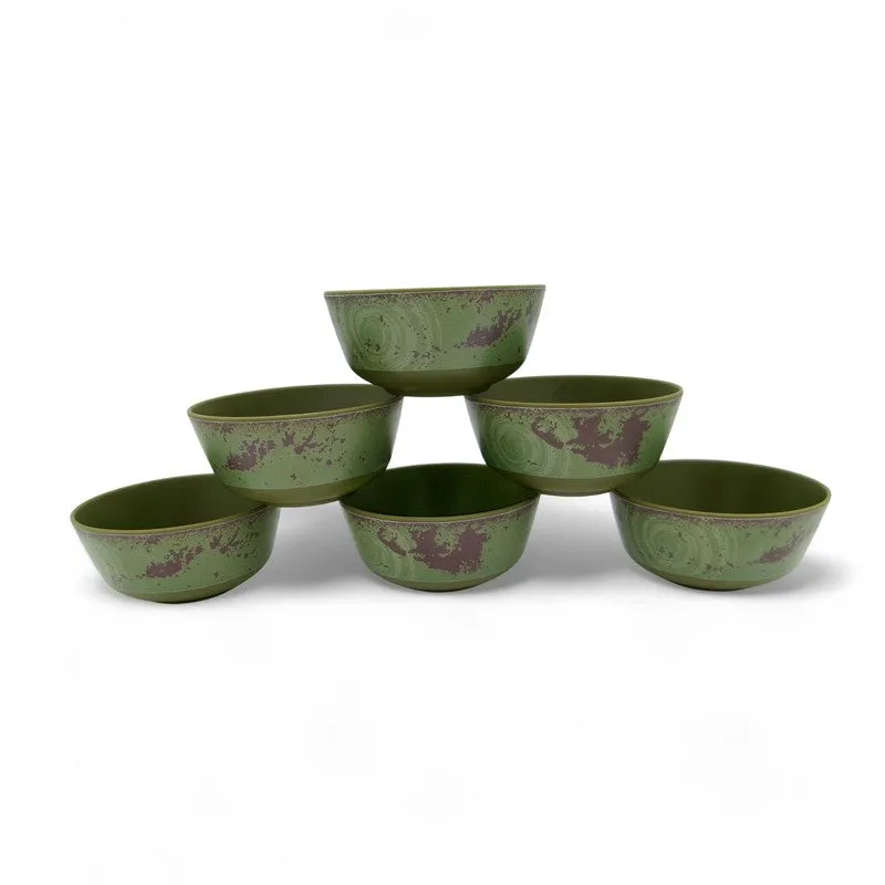 Rustic Q Olive Green Melamine Snack Bowls (200 mL Each) - Set of Six - 8