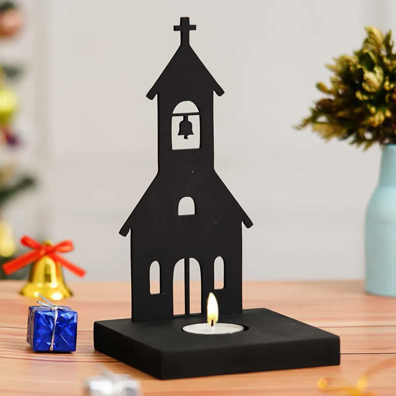 Steaple Of Light Wood Tea Light Holder - Black media 5