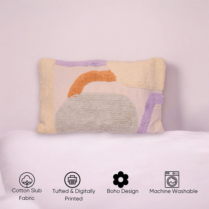 Tufty Dreamscape Tufted Cushion Cover (Beige & Orange) - Set Of Three media 3