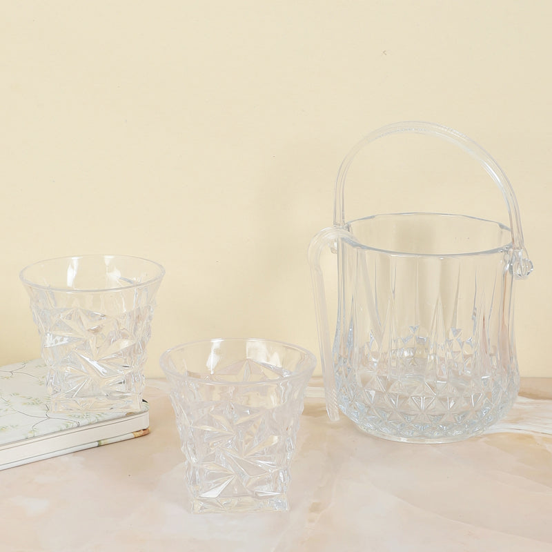 Emerie 1000 ML Ice Bucket With 250 ML Glass And Tong - Four Piece Set media 3