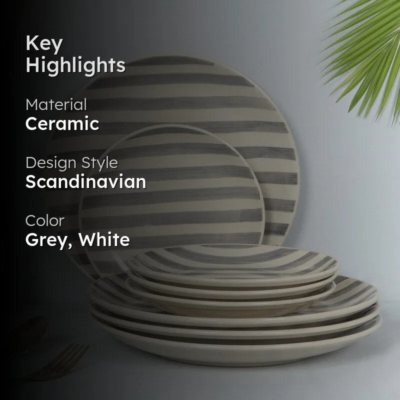 Elarion Dinner Plate (Grey,White) - Set of Eight media 2