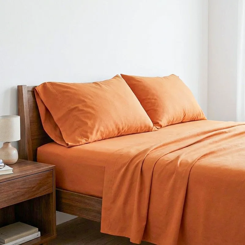 Baria Solid Cotton Bedsheet (Ochre) - 200 TC media 3