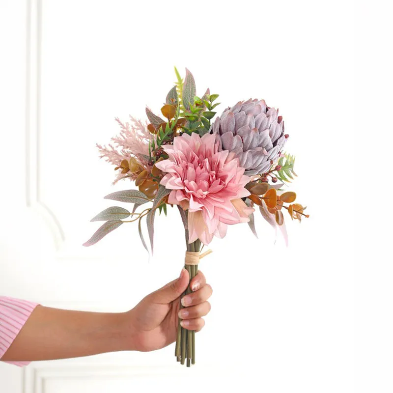 Floral Bouquet Artificial Flowers - Pink media 3