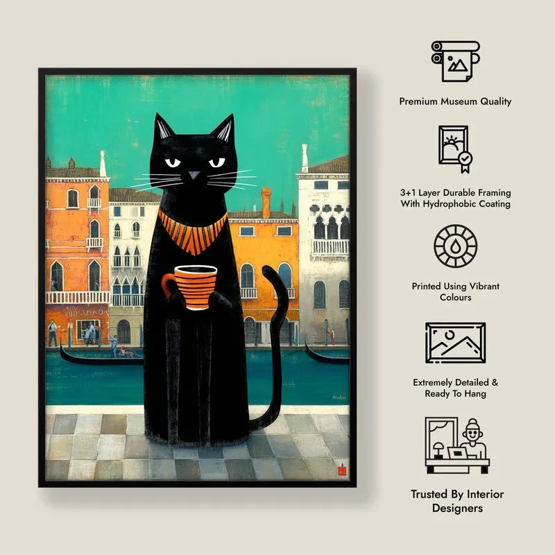 Canal Muse Cat Wall Painting With Frame media 9