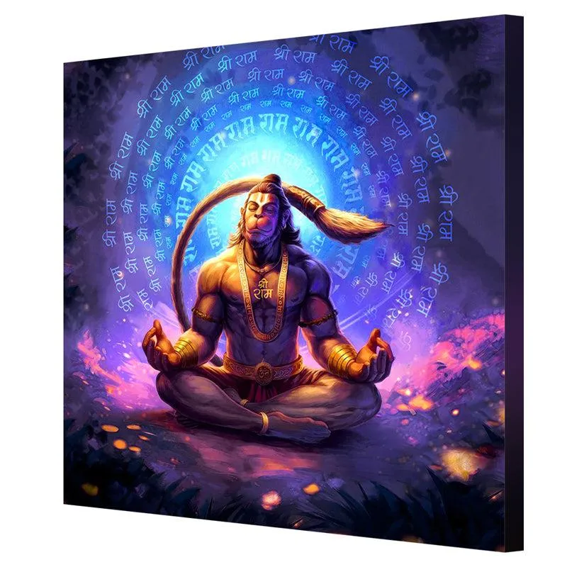 Hanuman In Tranquil Prayer Poly Canvas Wall Painting media 5