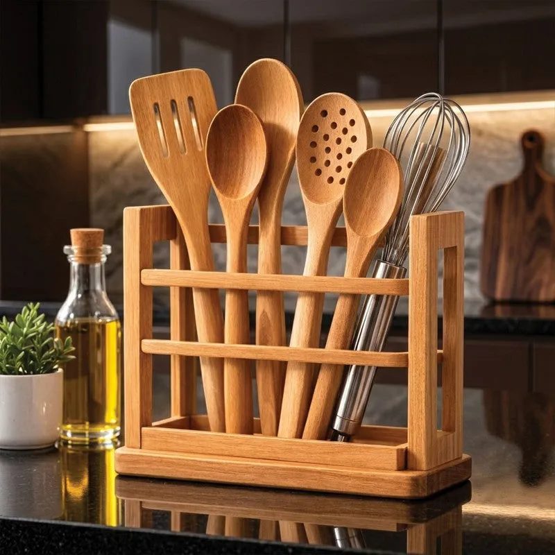 Aura Serve MDF Rustic Cutlery Stand media 6