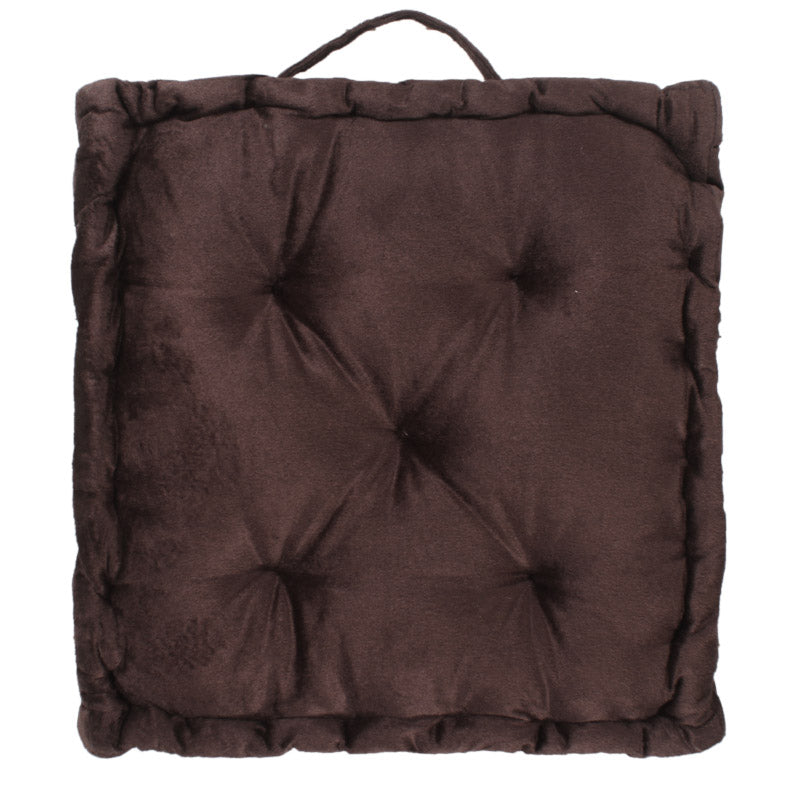 Roe Velvet Floor Cushion - Brown media 3