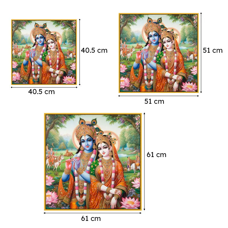 Vibrant Radhakrishna I Canvas Wall Art With Frame media 6