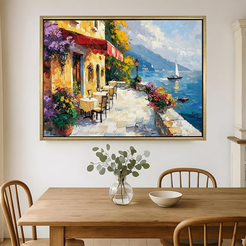 Sidewalk Cafe Canvas Wall Painting With Frame