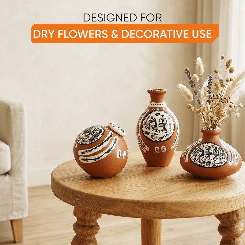 Maroa Tribal Terracotta Vase - Set Of Three media 13