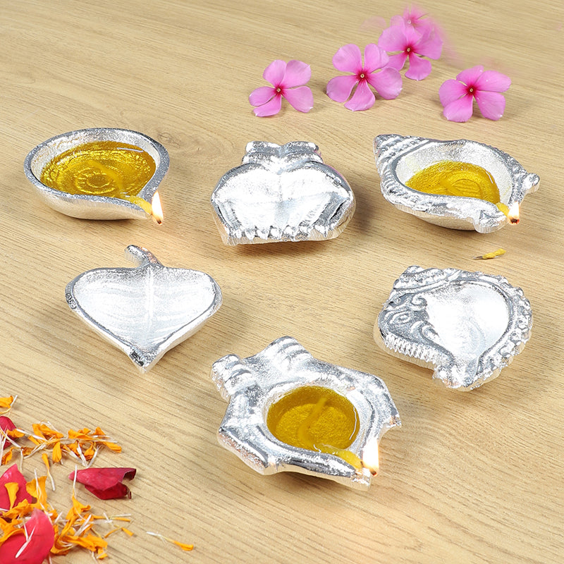 Shankh Aluminium Diya - Set Of Six