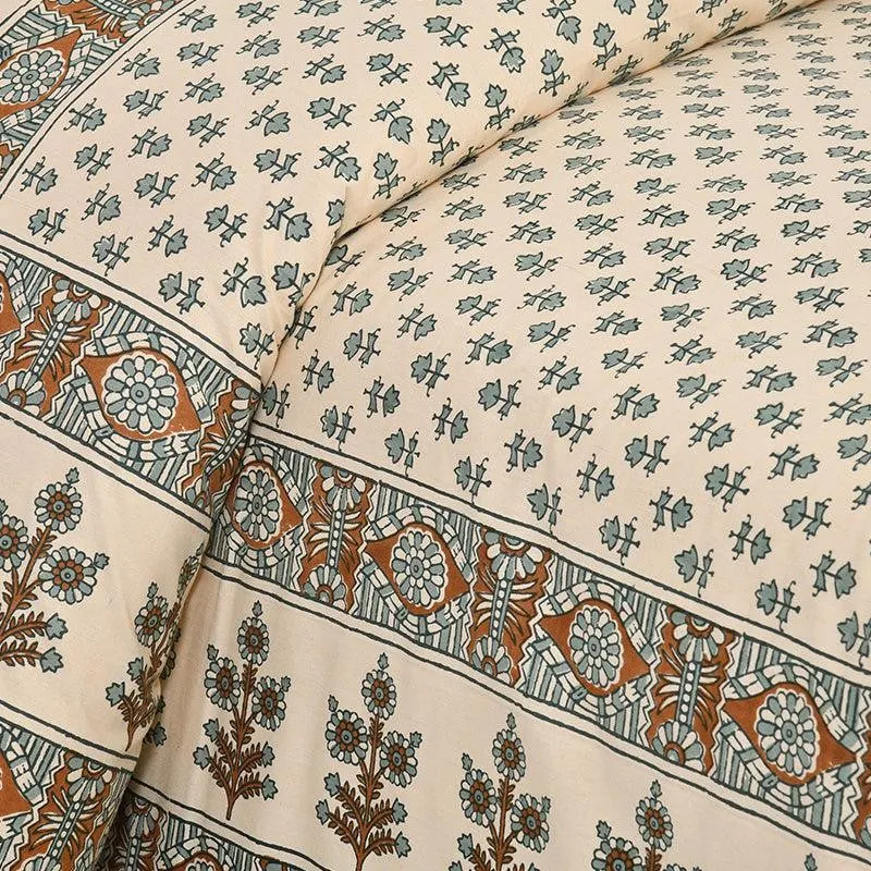 Koleen Printed Cotton Bedsheet (Beige) - 160 TC media 3