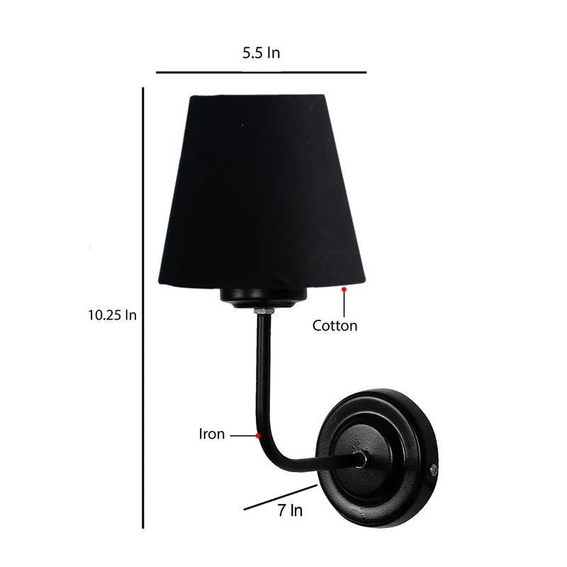 The Ebony Arc Cone Cotton Wall Lamp - Black - 10