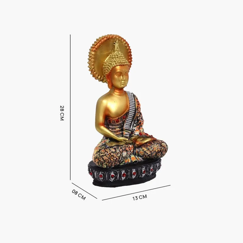 Sovereign Lotus Buddha Polyresin Idol (11 inches) - Gold media 6
