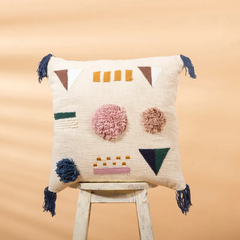 Pom Pom Touch Embroidered Cushion Cover media 1
