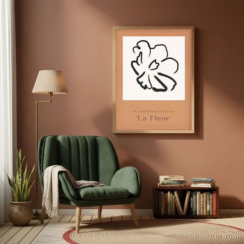 Unfurling Petal Canvas Wall Painting With Brown Frame media 1