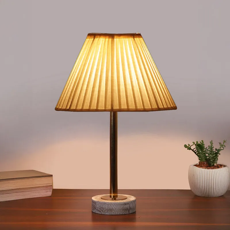 Pleatra Rodin Wooden Table Lamp - White,Gold,White media 2