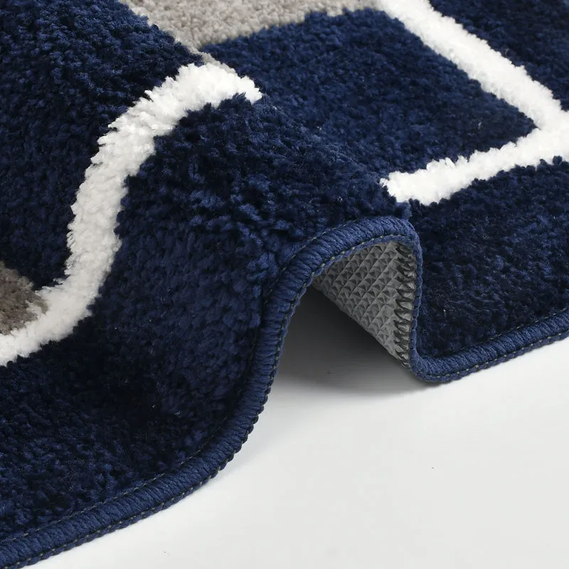 Zerix Cotton Bath Mat - Blue & White media 6