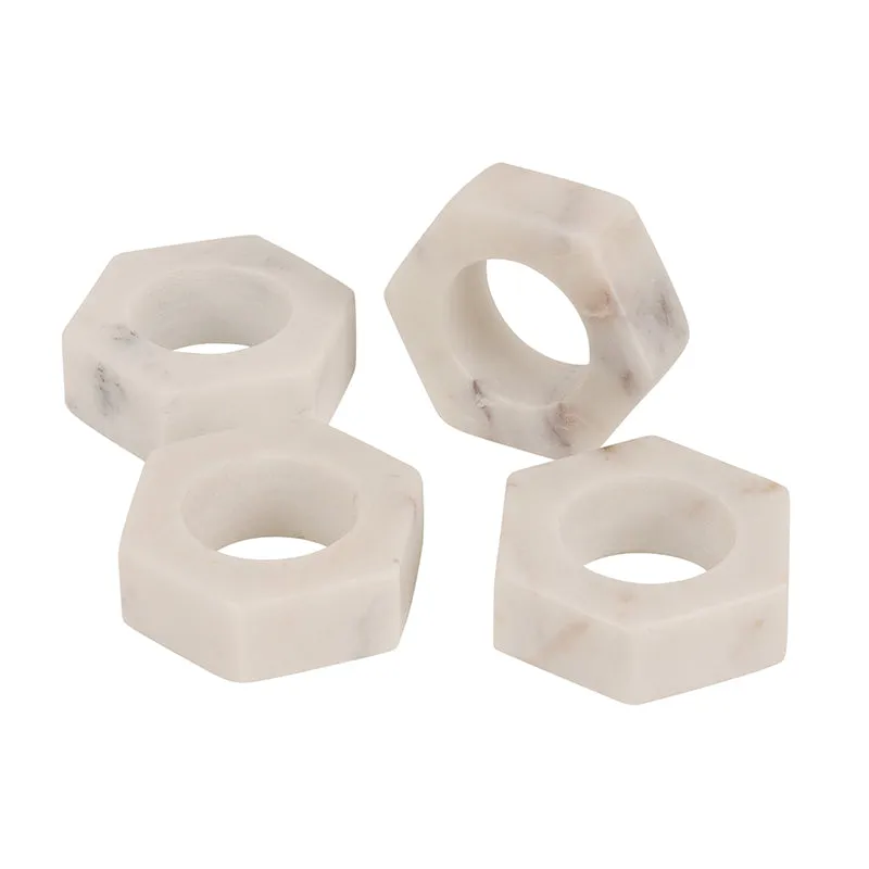 Hexette Marble Napkin Ring - Set Of Four media 3