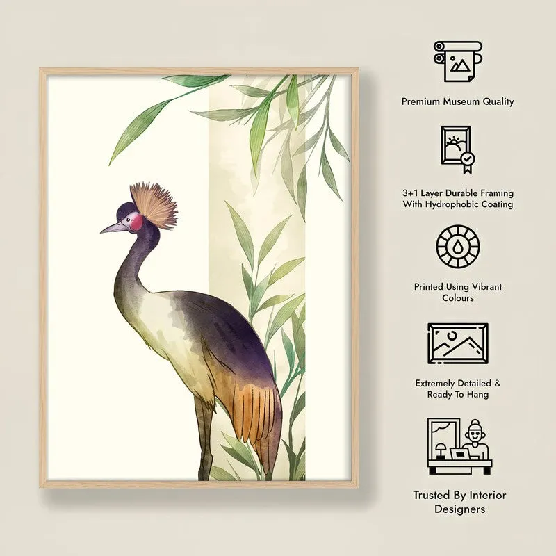 Tranquil Perch Botanical Archival Paper Wall Art - Natural Brown Frame media 8