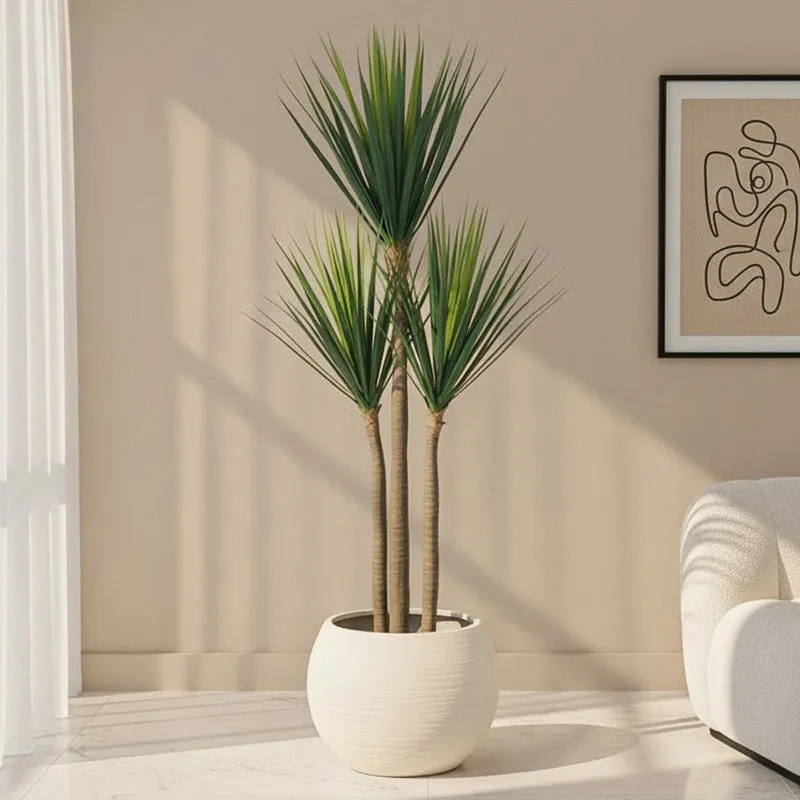 Faux Lush Yucca Plant With Black Plastic Pot - 4 Feet media 1