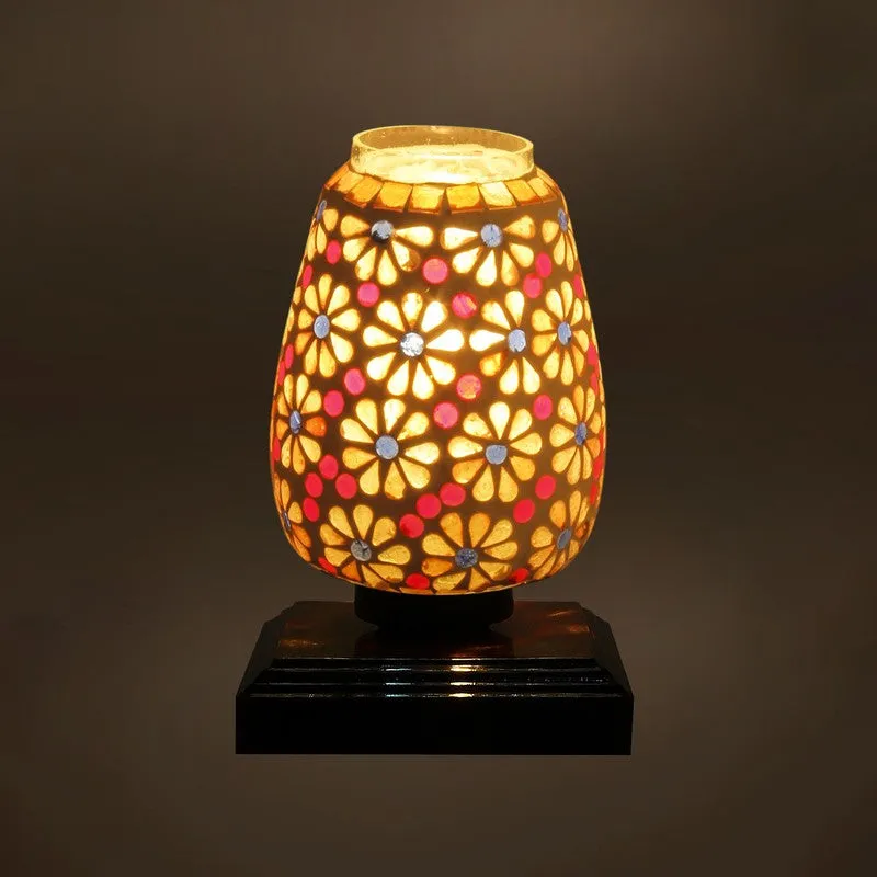 Celvyn Glass Table Lamp With Wooden Base - Multicolor media 7