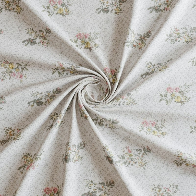 Floral Rush Printed Cotton Bedsheet (Grey) - 200 TC media 5