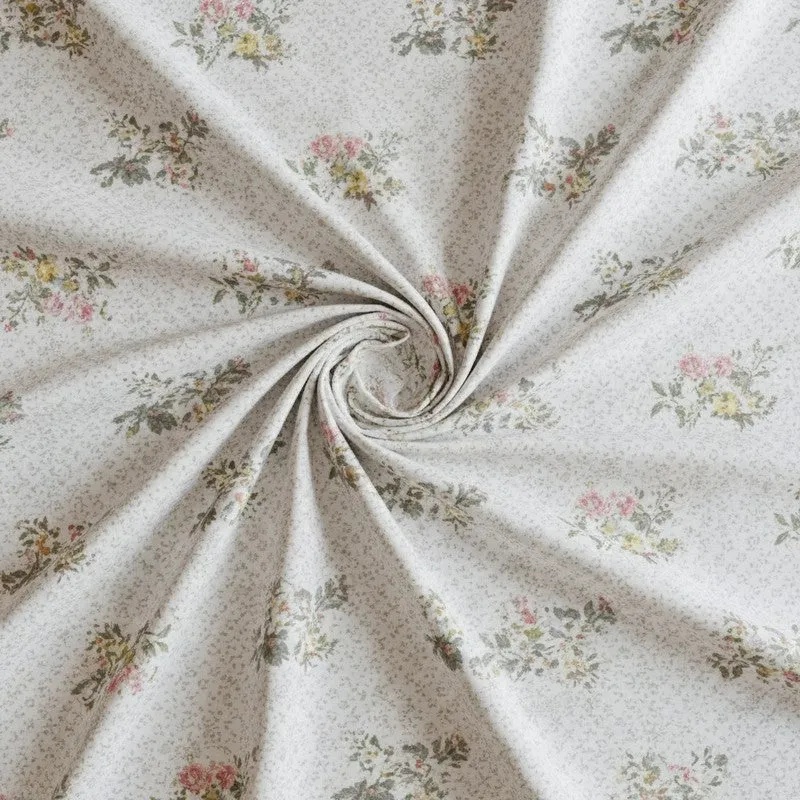 Floral Rush Printed Cotton Bedsheet (Grey) - 200 TC media 5